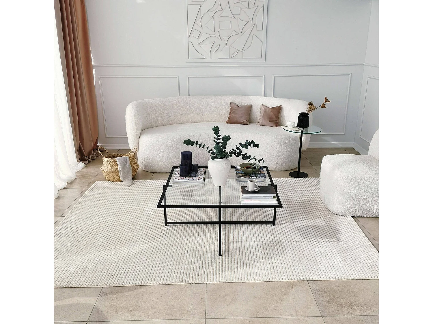 Dhjulman-saaltafel, Koffietafeltafel, Sofa-voor-kaalhouder, Sleeplank, 85x85h35 cm, Zwart