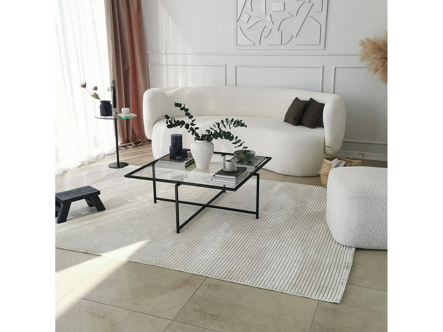 Dhjulman-saaltafel, Koffietafeltafel, Sofa-voor-kaalhouder, Sleeplank, 85x85h35 cm, Zwart