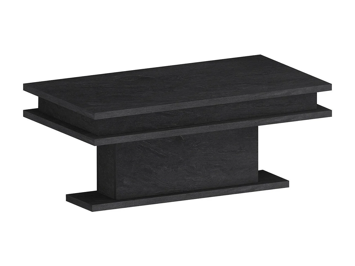 Table basse Léon, Table basse de salon, Meuble bas de rangement, Table basse, 100x55h42 cm, Ardoise