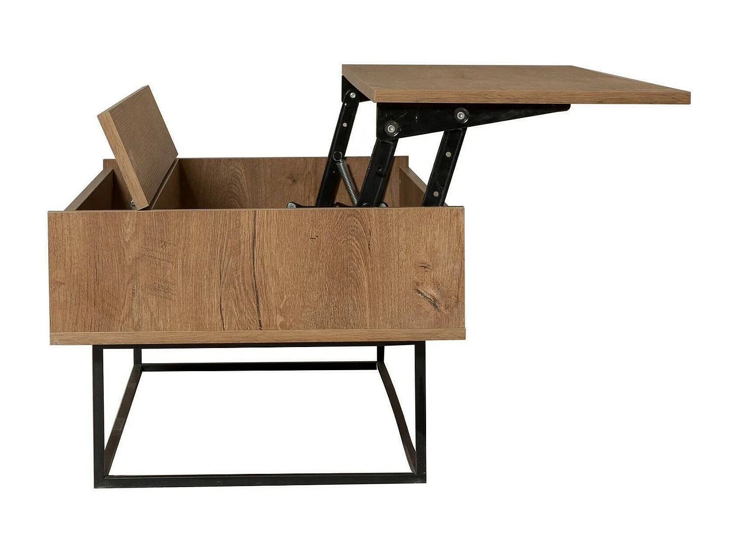 Table basse Alhina, Table basse, Porte-revues pour canapé, Etagère de salon, 120x60h43 cm, Noyer et Noir