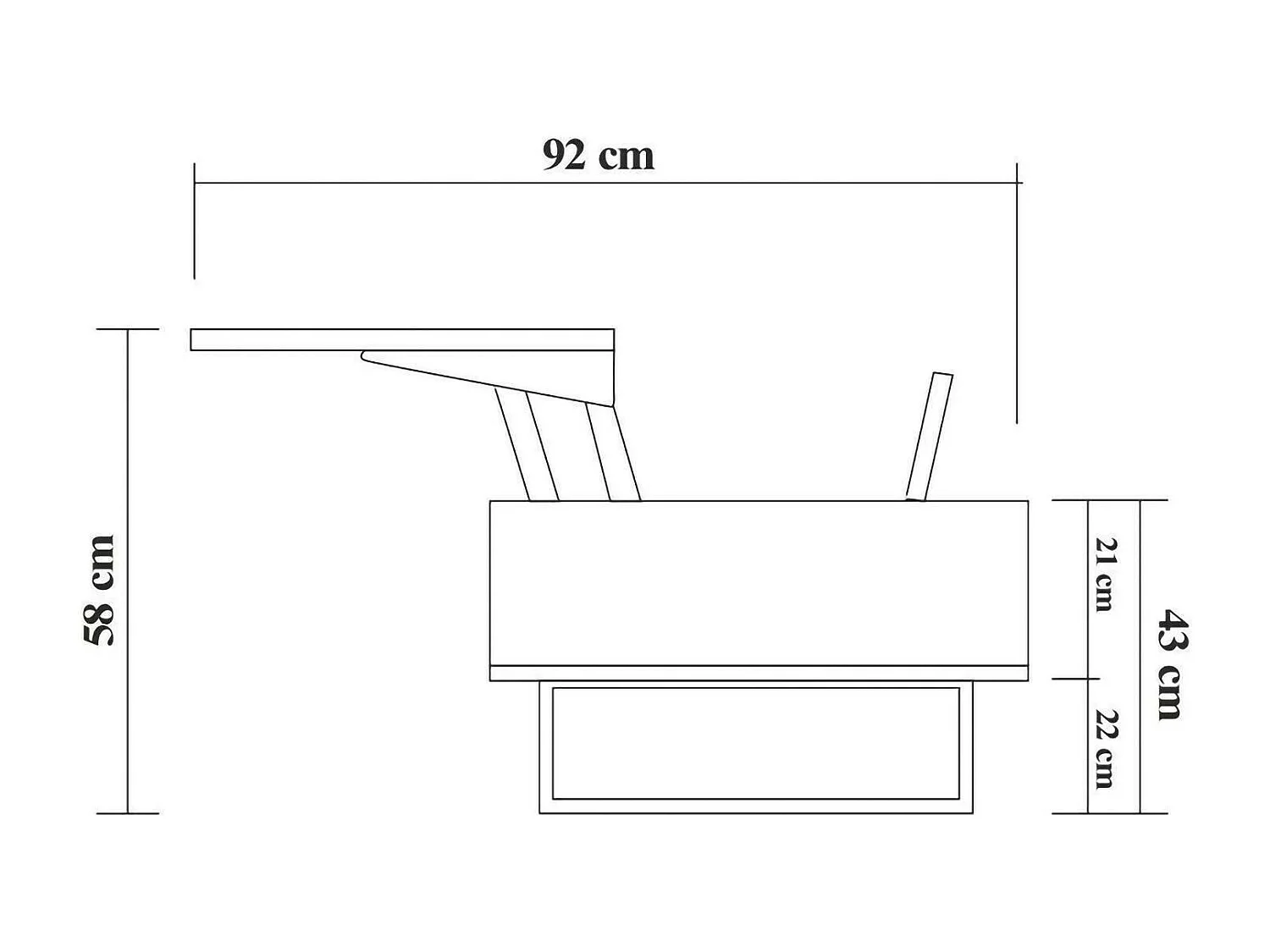 Dboc-safeltafel, koffietafel, banktafel, woonkamerplank, 120x60h43 cm, walnoot en zwal