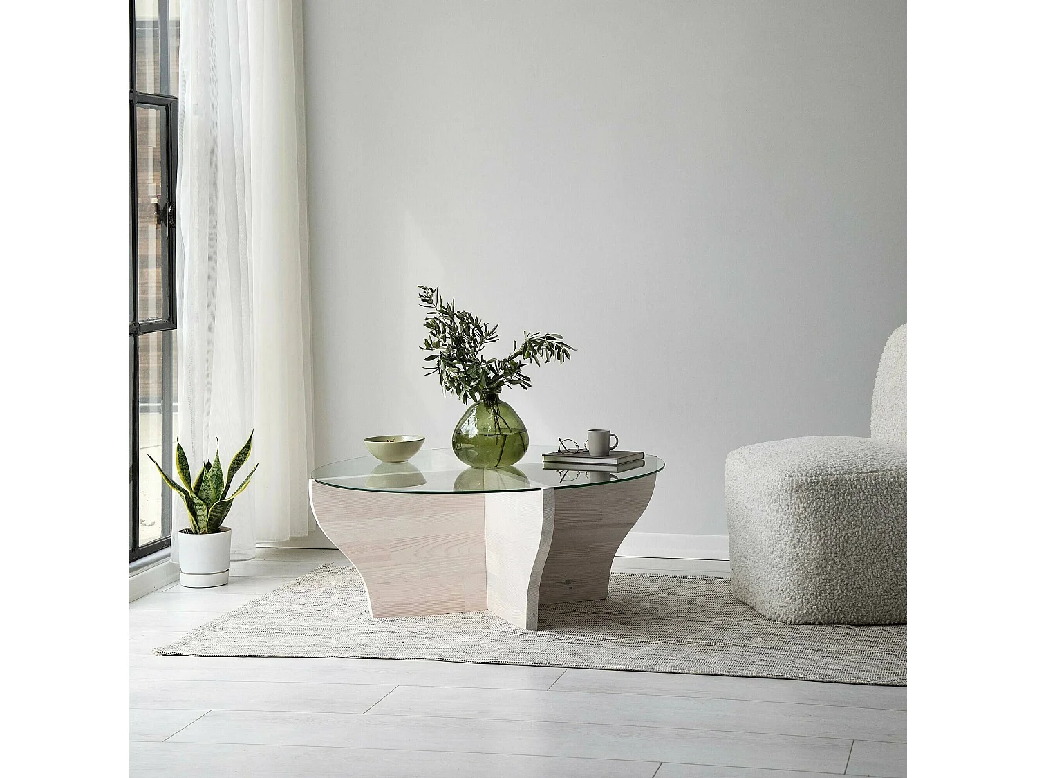 Mesa de café Dborrell, Mesa de centro baja, Revistero para sofá, Estante de la sala de estar, 92x92h36 cm, Blanco