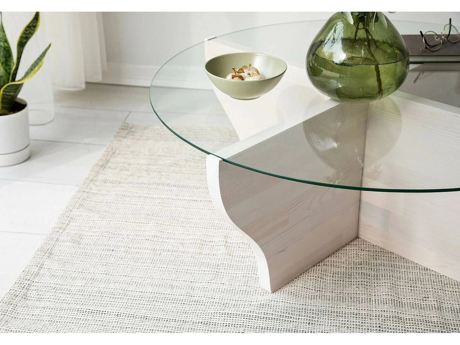 Table basse Almach, Table basse, Porte-revues pour canapé, Etagère de salon, 92x92h36 cm, Blanc