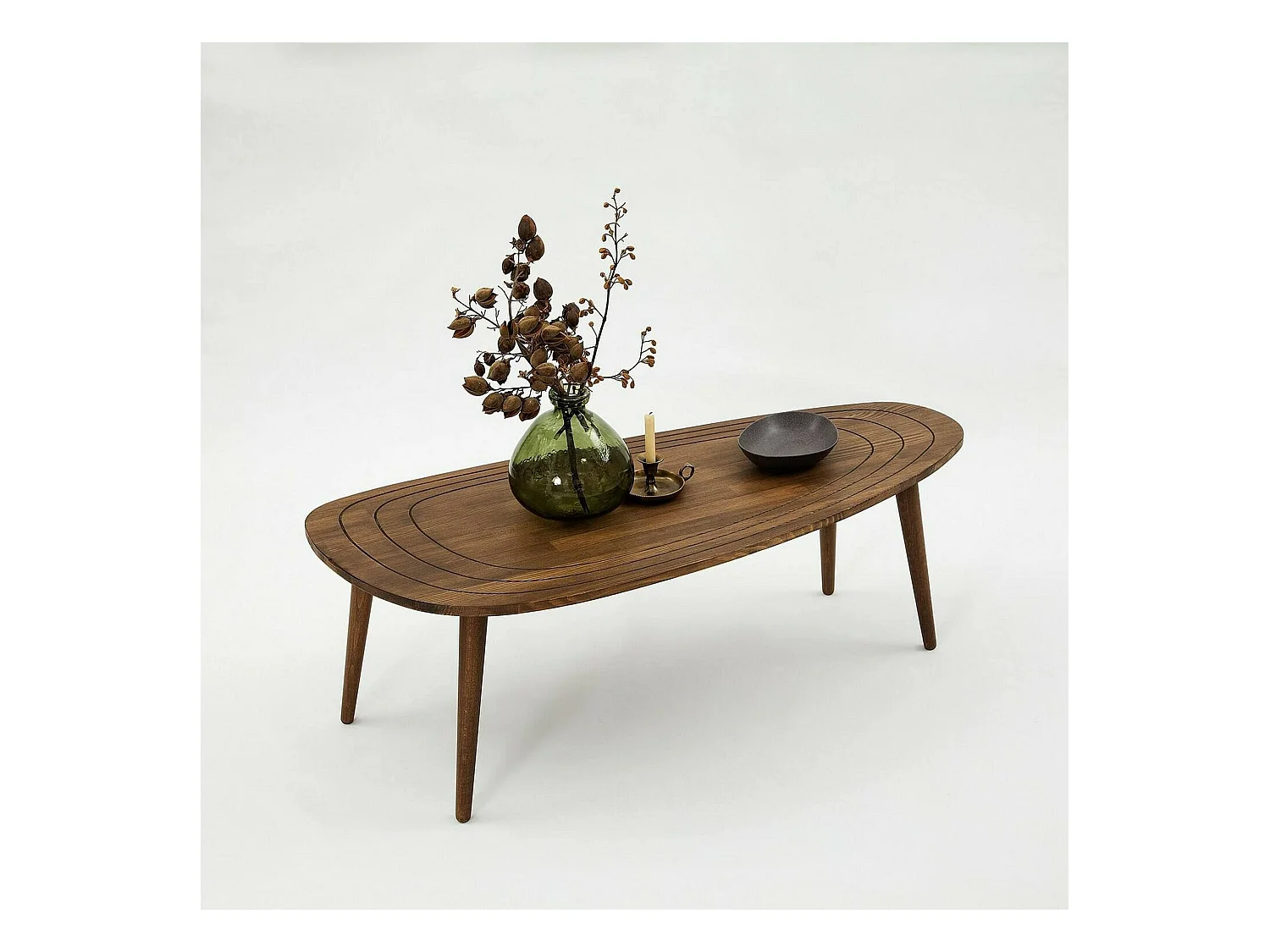 Table basse Beid, Table basse, Porte-revues pour canapé, Etagère de salon, 115x50h38 cm, Noyer