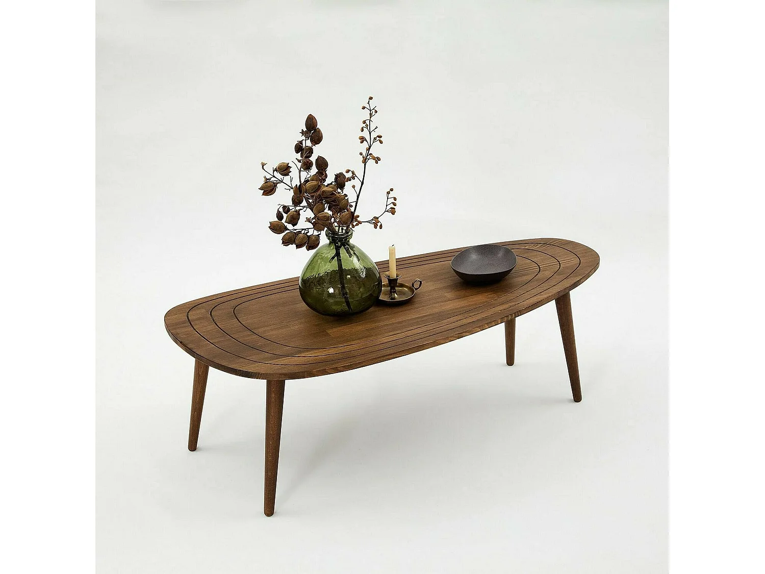 Dmora - Tavolino da salotto Eugenia, 115x50h38 cm, Noce