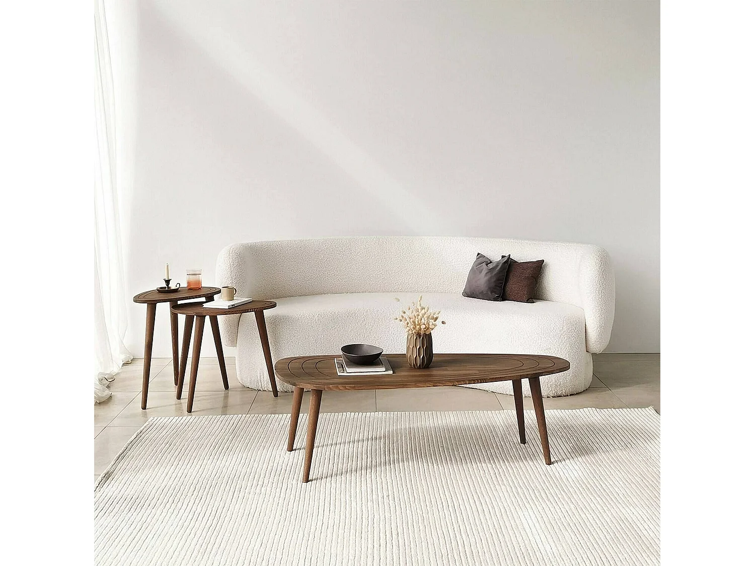 Dmora - Tavolino da salotto Eugenia, 115x50h38 cm, Noce