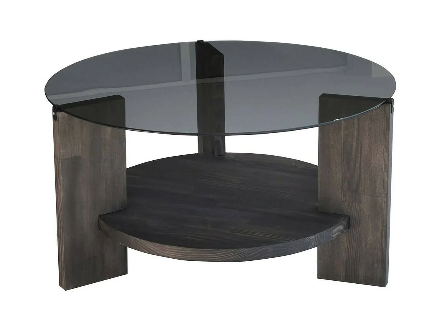 Table basse Alnitak, Table basse, Porte-revues pour canapé, Etagère de salon, 75x75h40 cm, Anthracite et Marron