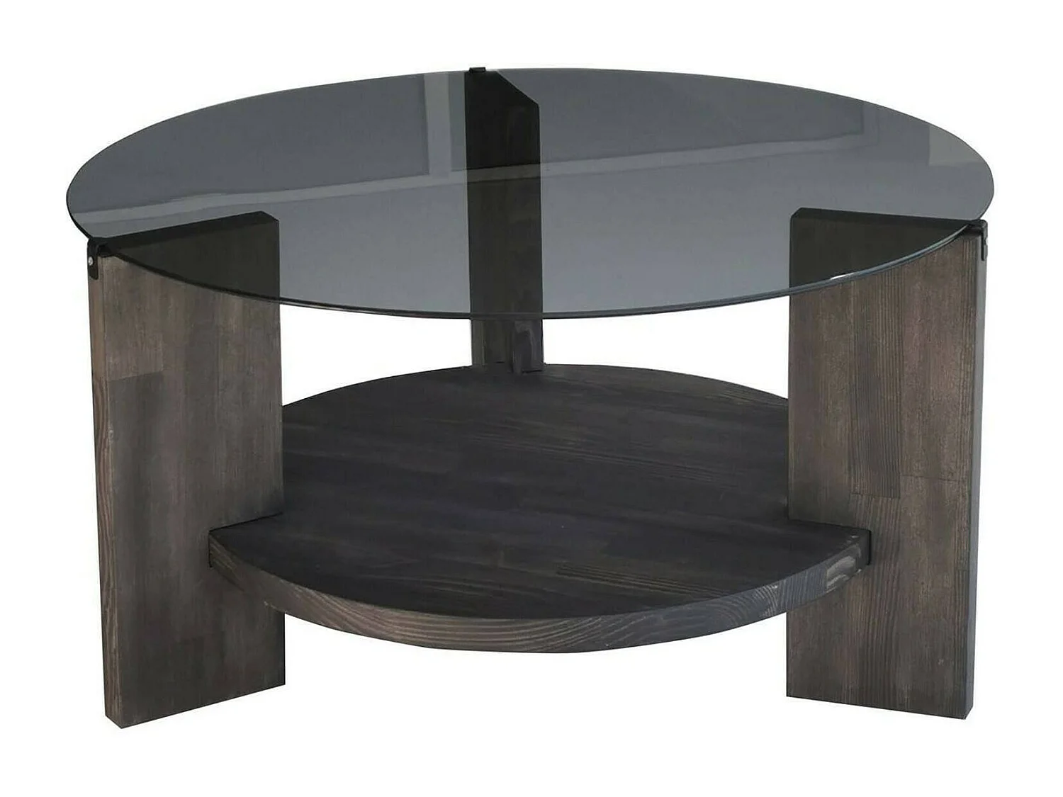 Dmora - Tavolino da salotto Felino, 75x75h40 cm, Antracite e Marrone