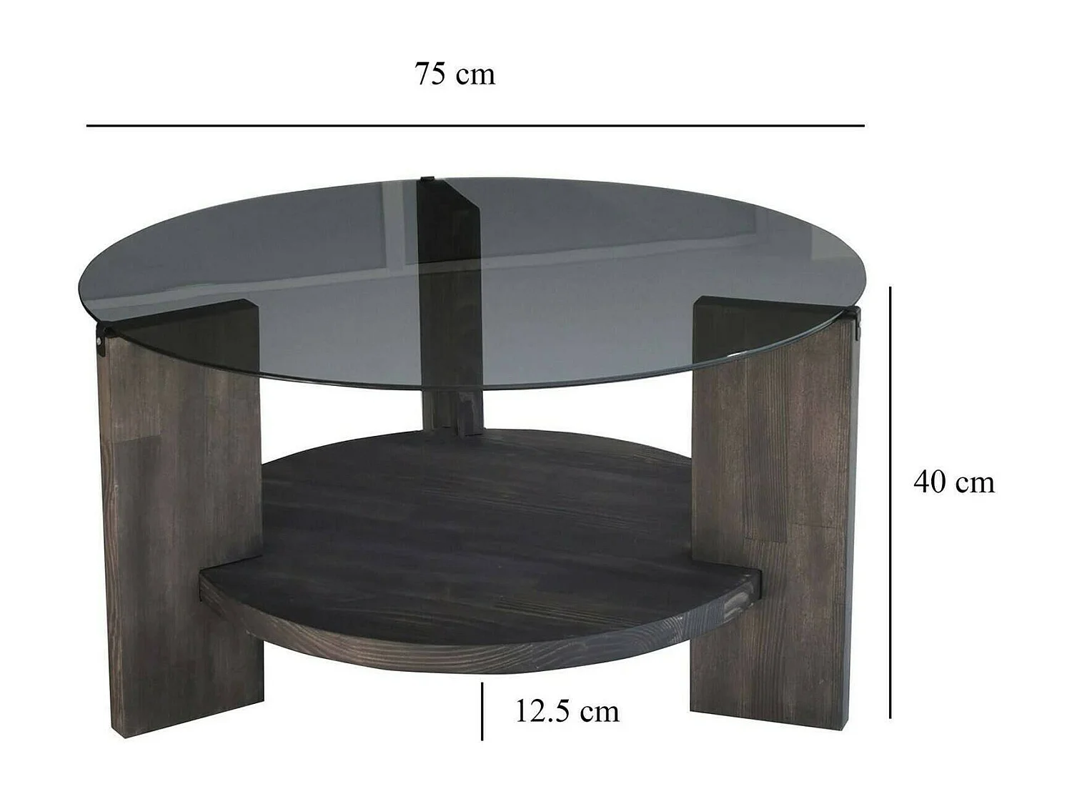 Wohnzimmertisch Dcaporal, Niedriger Wohnzimmertisch, Kaffeeregal, Couchtisch für Sofa, 75x75h40 cm, Anthrazit und Braun