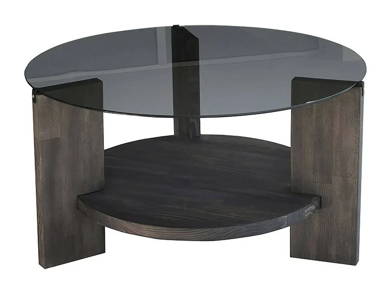 Mesa de café Dcaporal, Mesa de centro baja, Revistero para sofá, Estante de la sala de estar, 75x75h40 cm, Antracita y Marrón