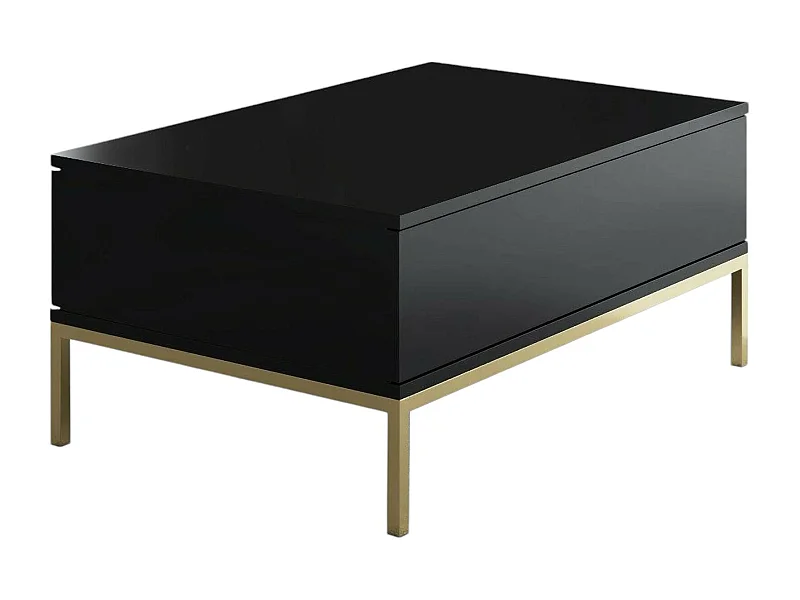 Mesa de café Dfiamozz, Mesa de centro baja, Revistero para sofá, Estante de la sala de estar, 90x60h40 cm, Negro y Oro