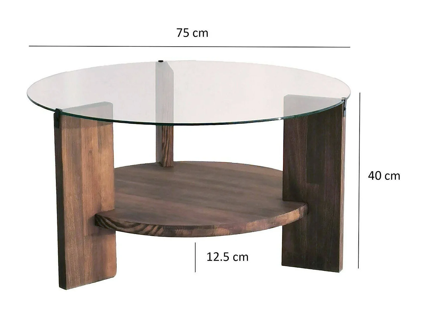 Wohnzimmertisch Dcaporal, Niedriger Wohnzimmertisch, Kaffeeregal, Couchtisch für Sofa, 75x75h40 cm, Nussbaum