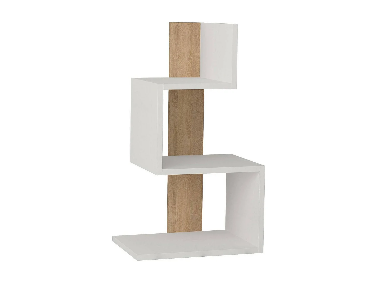 Mesa de café Dpittali, Mesa de centro baja, Revistero para sofá, Estante de la sala de estar, 42x30h72 cm, Blanco y Roble