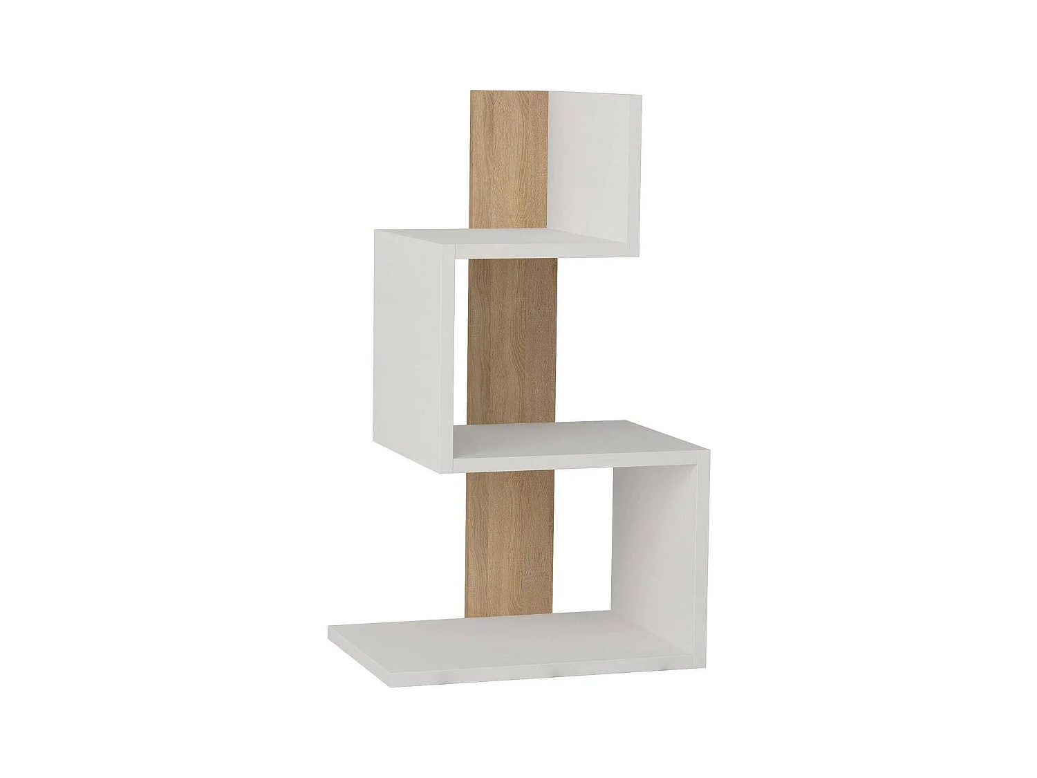Table basse Ukdah, Table basse, Porte-revues pour canapé, Etagère de salon, 42x30h72 cm, Blanc et chêne