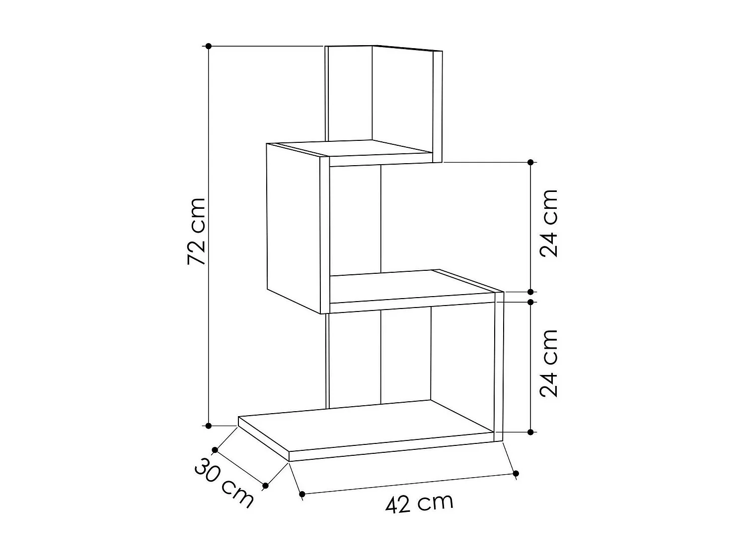 Mesa de centro Dpittali, Mesa basSou de café, porta-revistas para sofá, prateleira para sala de estar, 42x30h72 cm, branco e carvalho