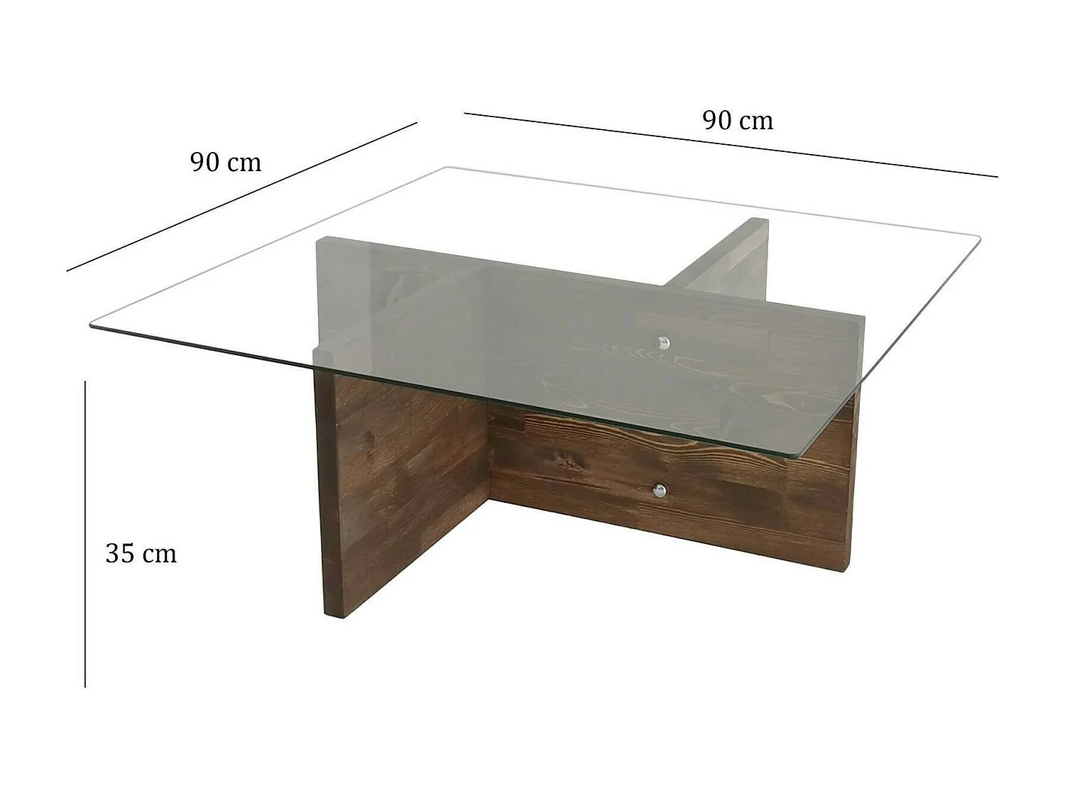 Tavolino da Salotto Dhabi, Portariviste, 90x90x35h cm Marrone Noce
