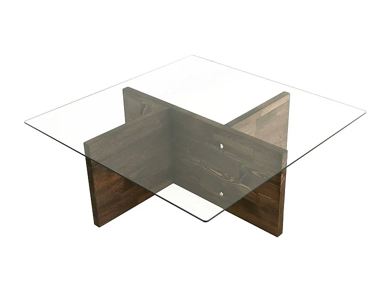 Table basse Coronae, Table basse, Porte-revues pour canapé, Etagère de salon, 90x90h35 cm, Noyer