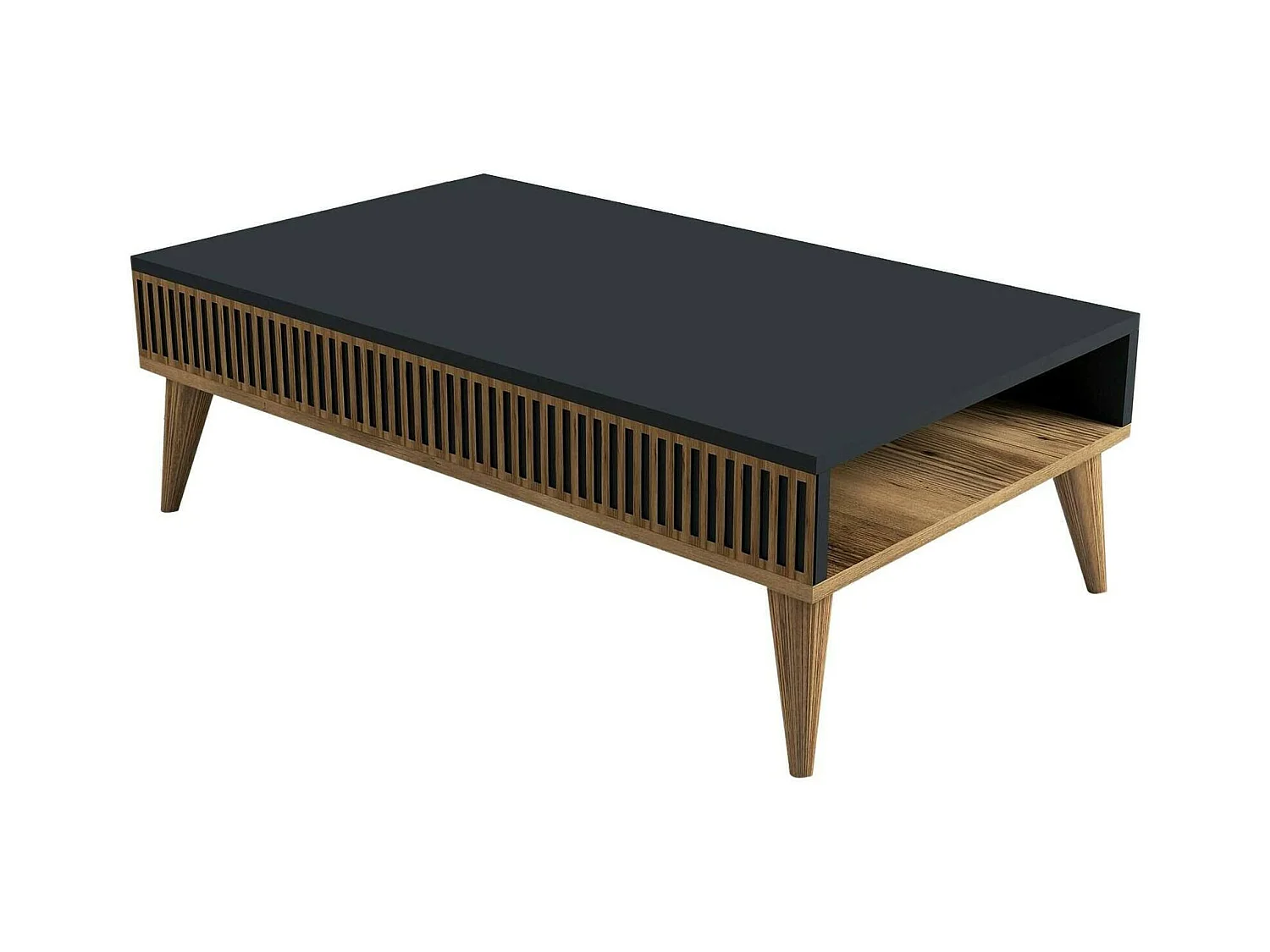 Dgiovinc-saaltafel, koffietafel, banktafel, aanrecht, aanrecht, 105x60h35 cm, walnoot en antraciet