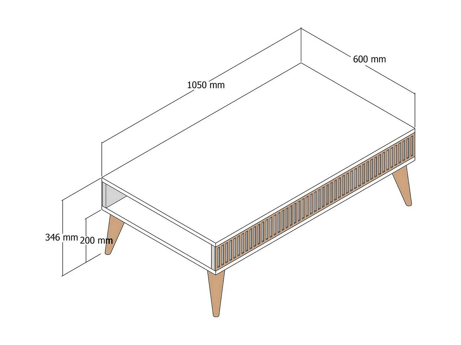 Mesa de café Dgiovinc, Mesa de centro baja, Revistero para sofá, Estante de la sala de estar, 105x60h35 cm, Nogal y Antracita