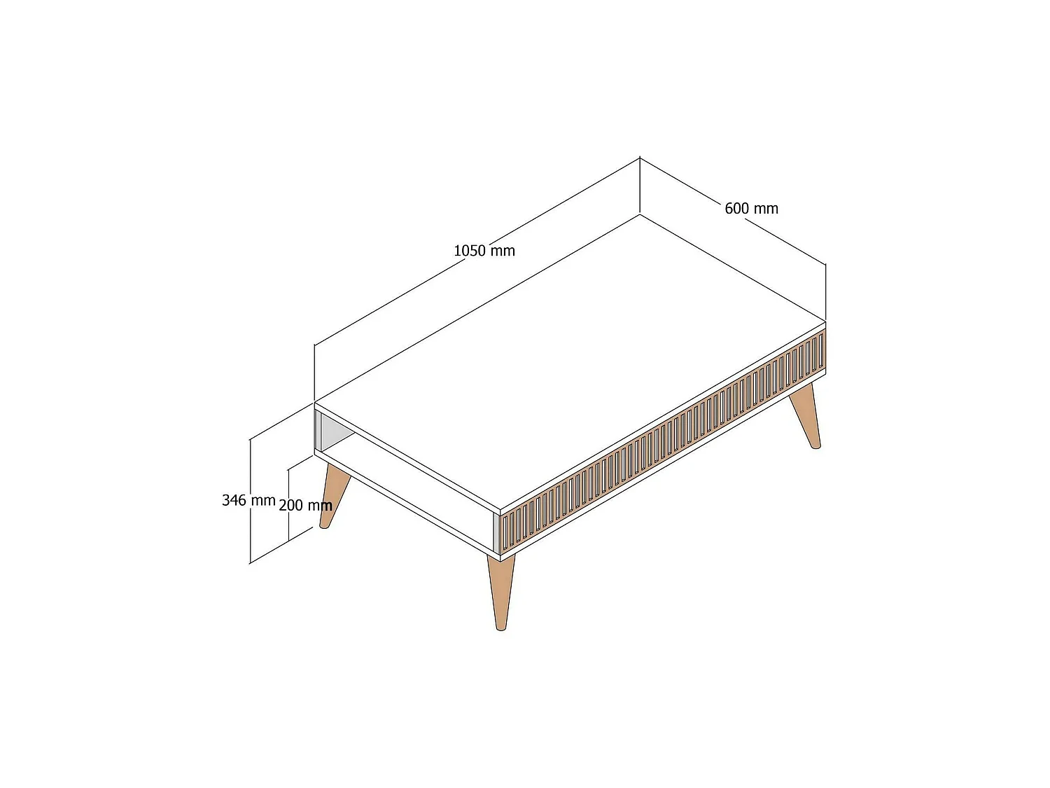 Mesa de café Dgiovinc, Mesa de centro baja, Revistero para sofá, Estante de la sala de estar, 105x60h35 cm, Nogal y Antracita