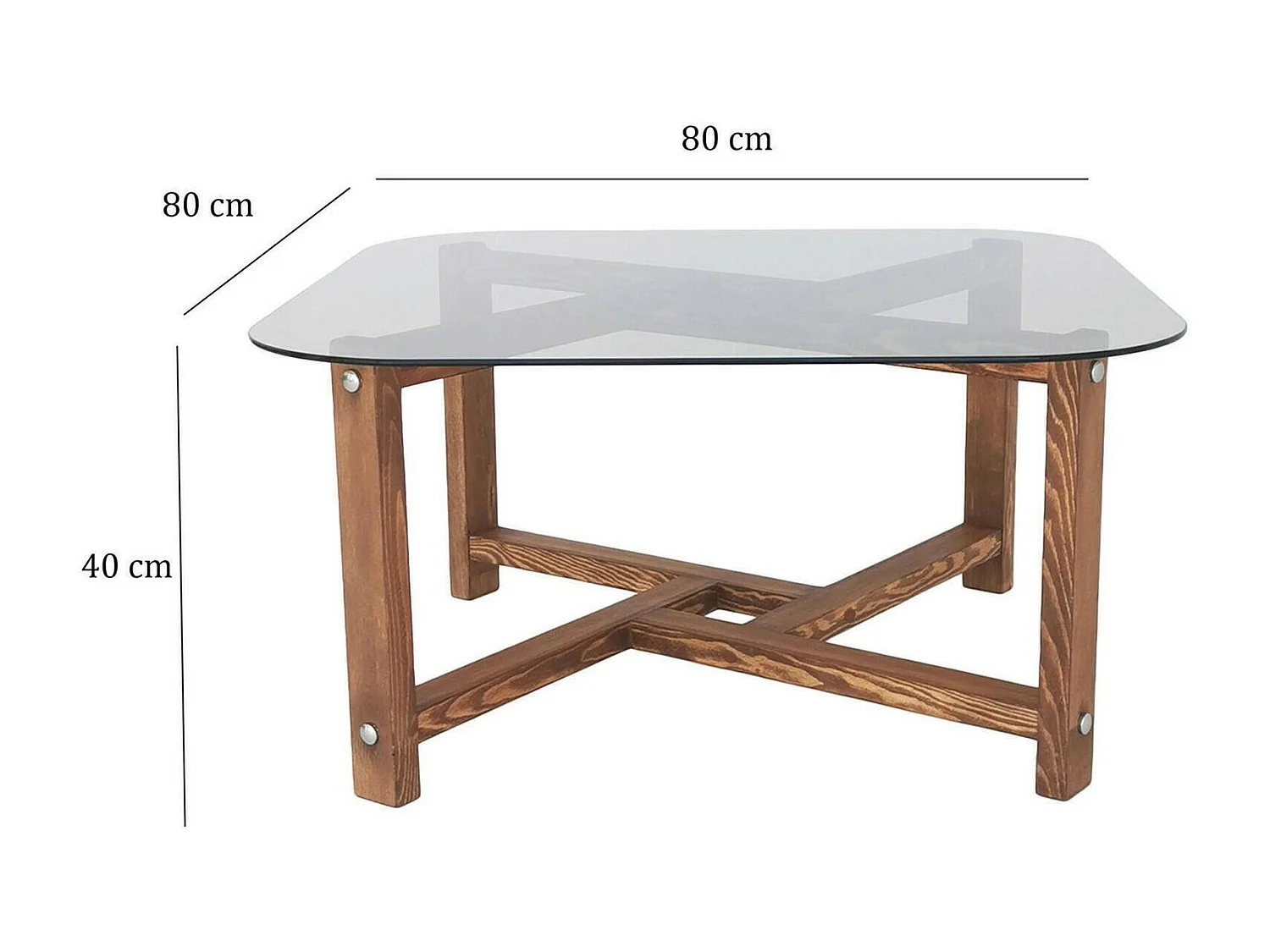 Table basse Cepheus, Table basse, Porte-revues pour canapé, Etagère de salon, 80x80h40 cm, Chêne