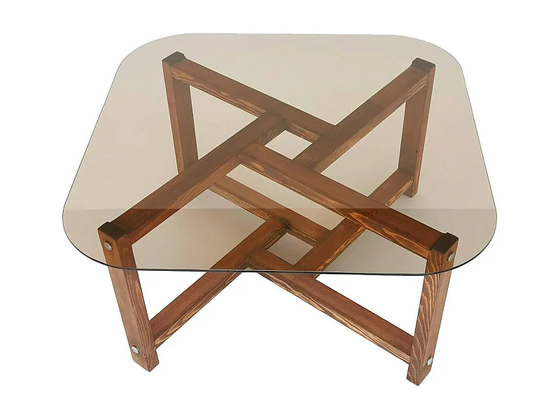 Table basse Cepheus, Table basse, Porte-revues pour canapé, Etagère de salon, 80x80h40 cm, Chêne