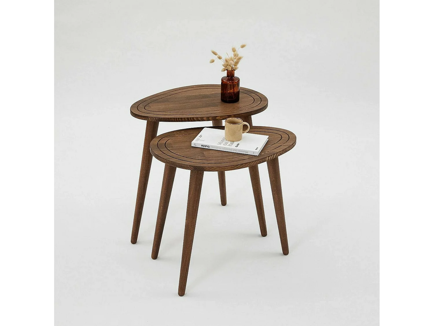 Table basse Azha, Table basse, Porte-revues pour canapé, Etagère de salon, 50x33h52 cm, Noyer