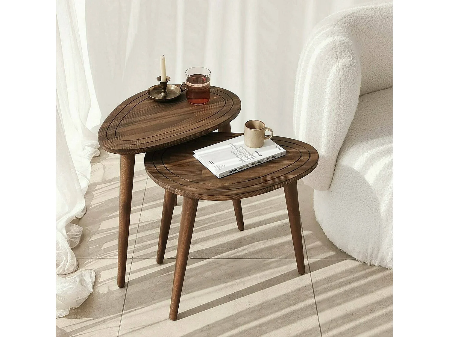 Dmora - Tavolino da salotto Janequeo, 50x33h52 cm, Noce