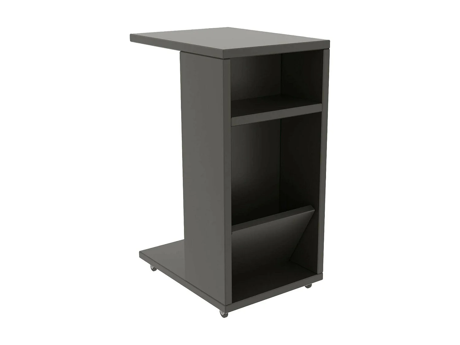 Table basse Belel, Table basse, Porte-revues pour canapé, Etagère de salon, 30x40h63 cm, Anthracite