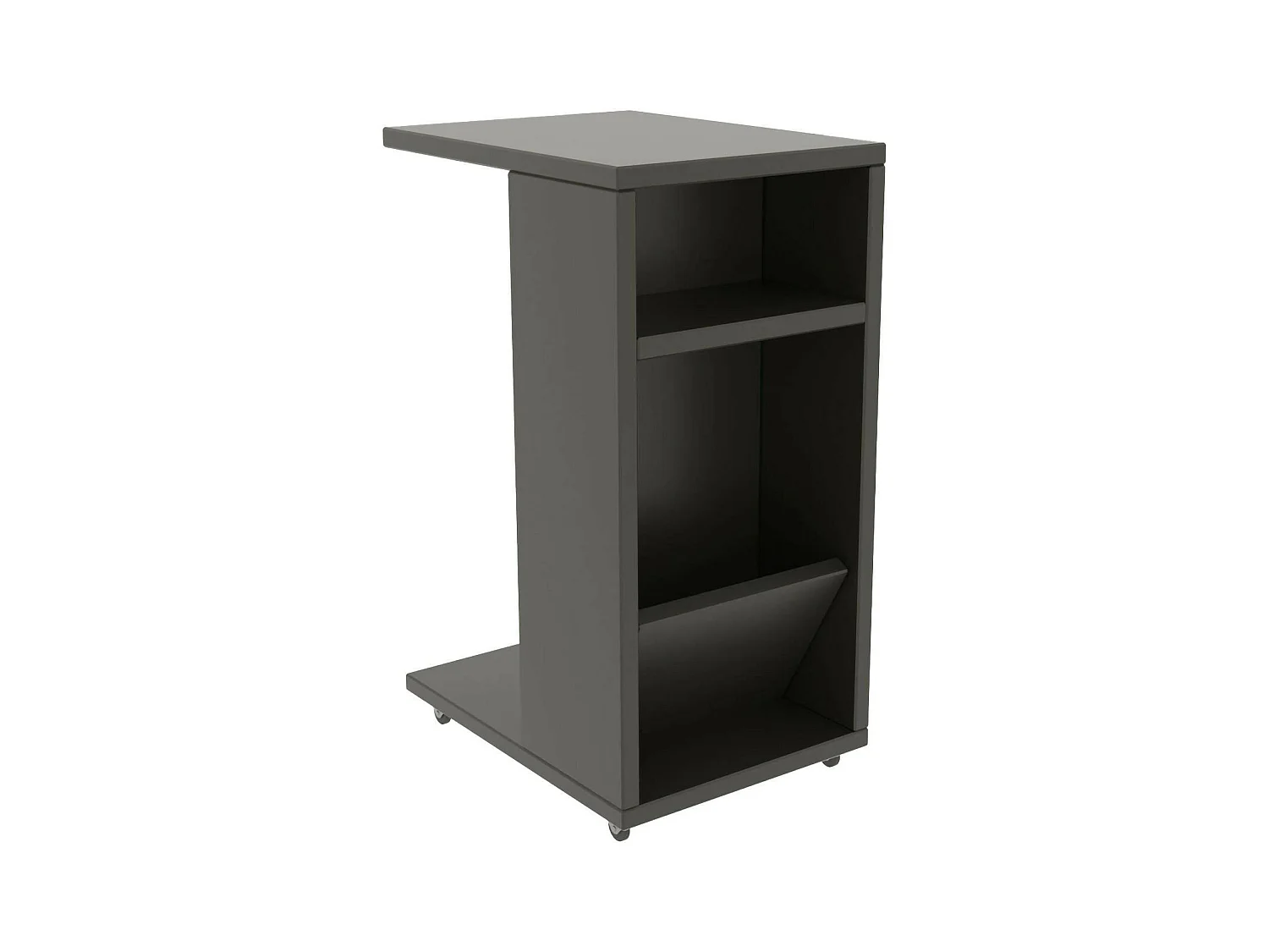 Table basse Belel, Table basse, Porte-revues pour canapé, Etagère de salon, 30x40h63 cm, Anthracite