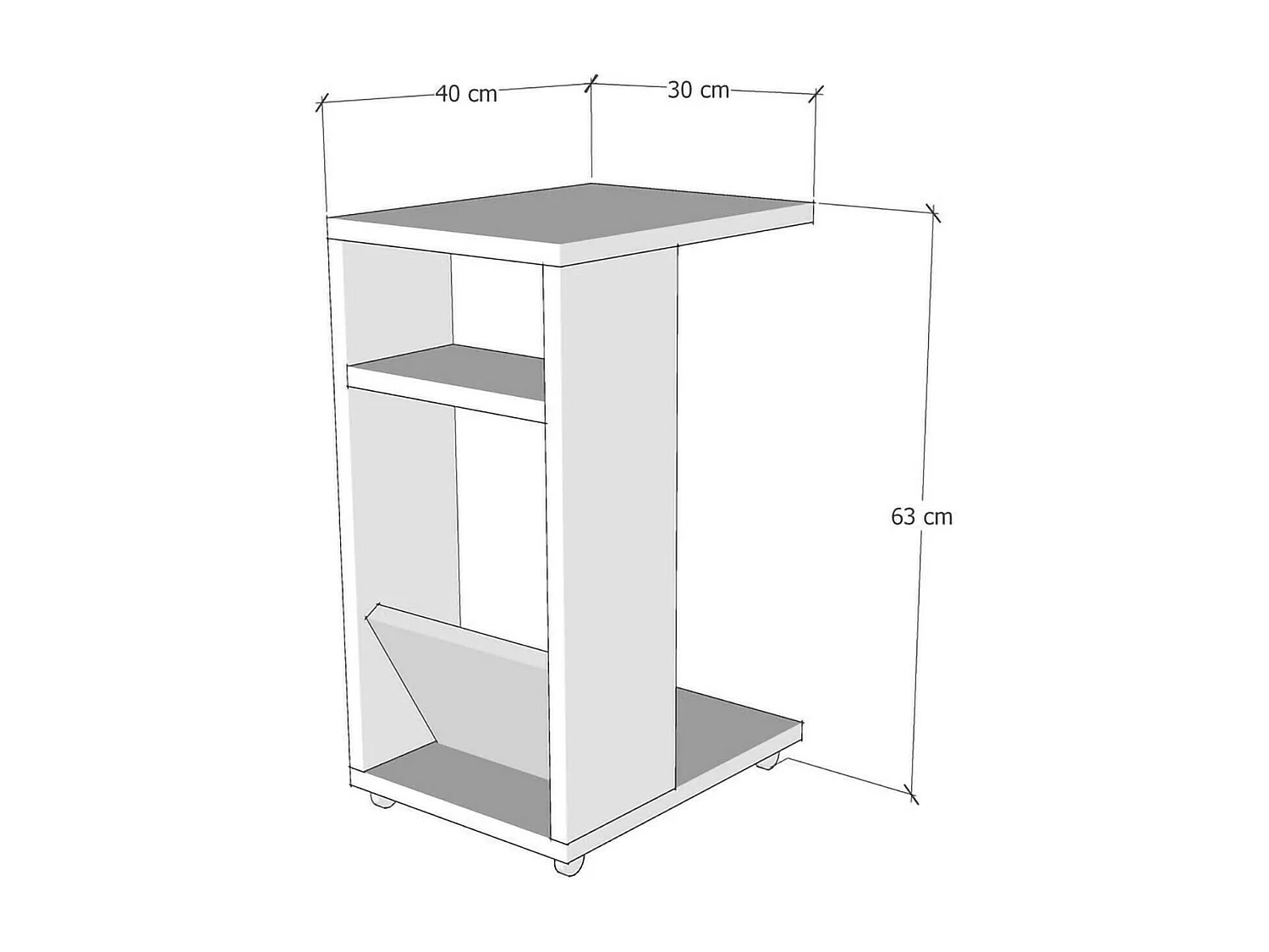 Tavolino da Salotto Blas, Gambe con Ruote, 40x30x63h cm Nero Antracite