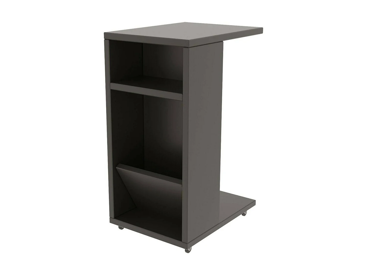 Tavolino da Salotto Blas, Gambe con Ruote, 40x30x63h cm Nero Antracite