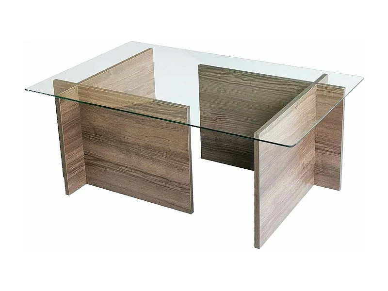 Mesa de estar Dfontola, Mesa baixa para café, Porta-revistas para sofá, Prateleira para sala de estar, 105x65h40 cm, Noz