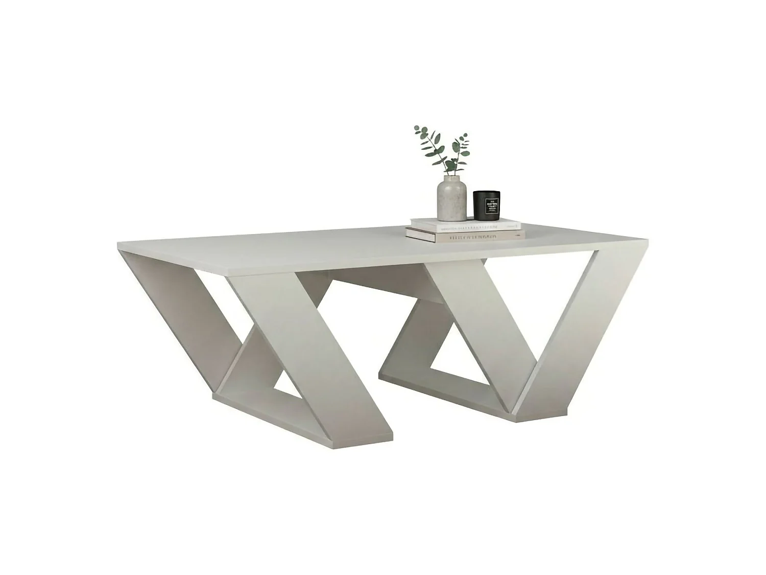 Tavolino da Salotto Mercedes, Forma Rettangolare, 60x110x40h cm Bianco