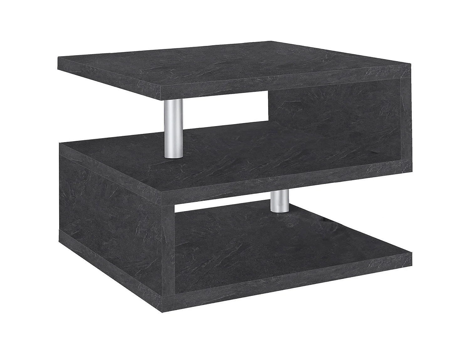 Table basse Gianni, Table basse de salon, Meuble de rangement bas, Table basse, 55x55h41 cm, Ardoise