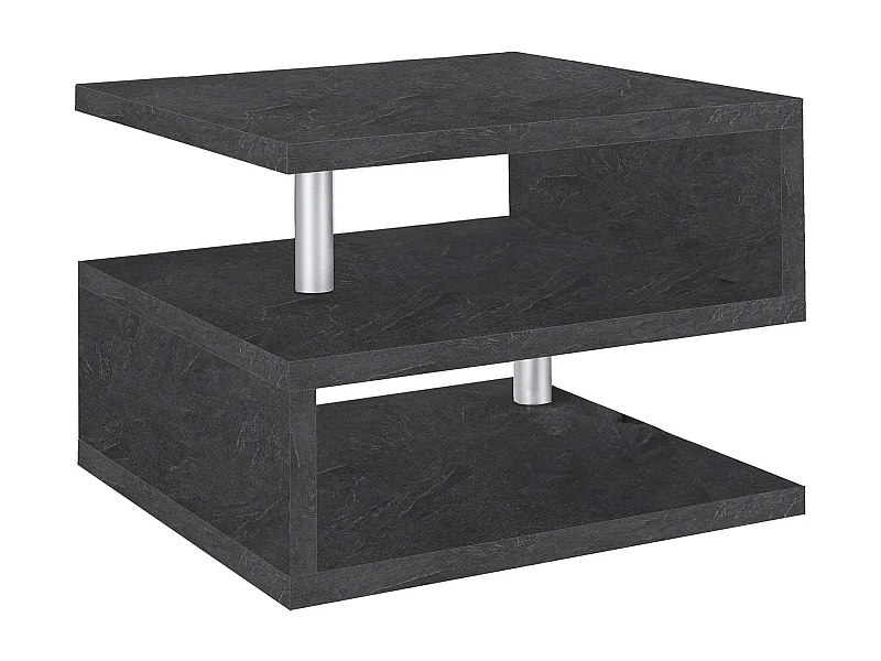 Table basse Gianni, Table basse de salon, Meuble de rangement bas, Table basse, 55x55h41 cm, Ardoise