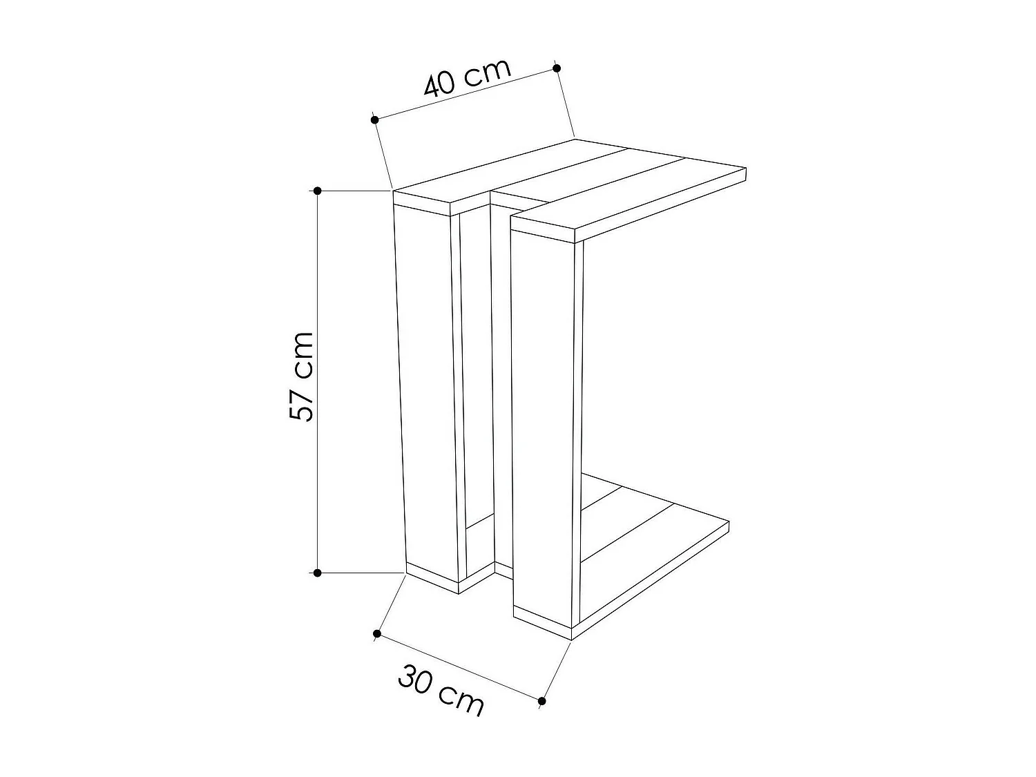 Table basse Calliope, Table basse, Porte-revues pour canapé, Etagère de salon, 30x40h57 cm, Chêne et Anthracite