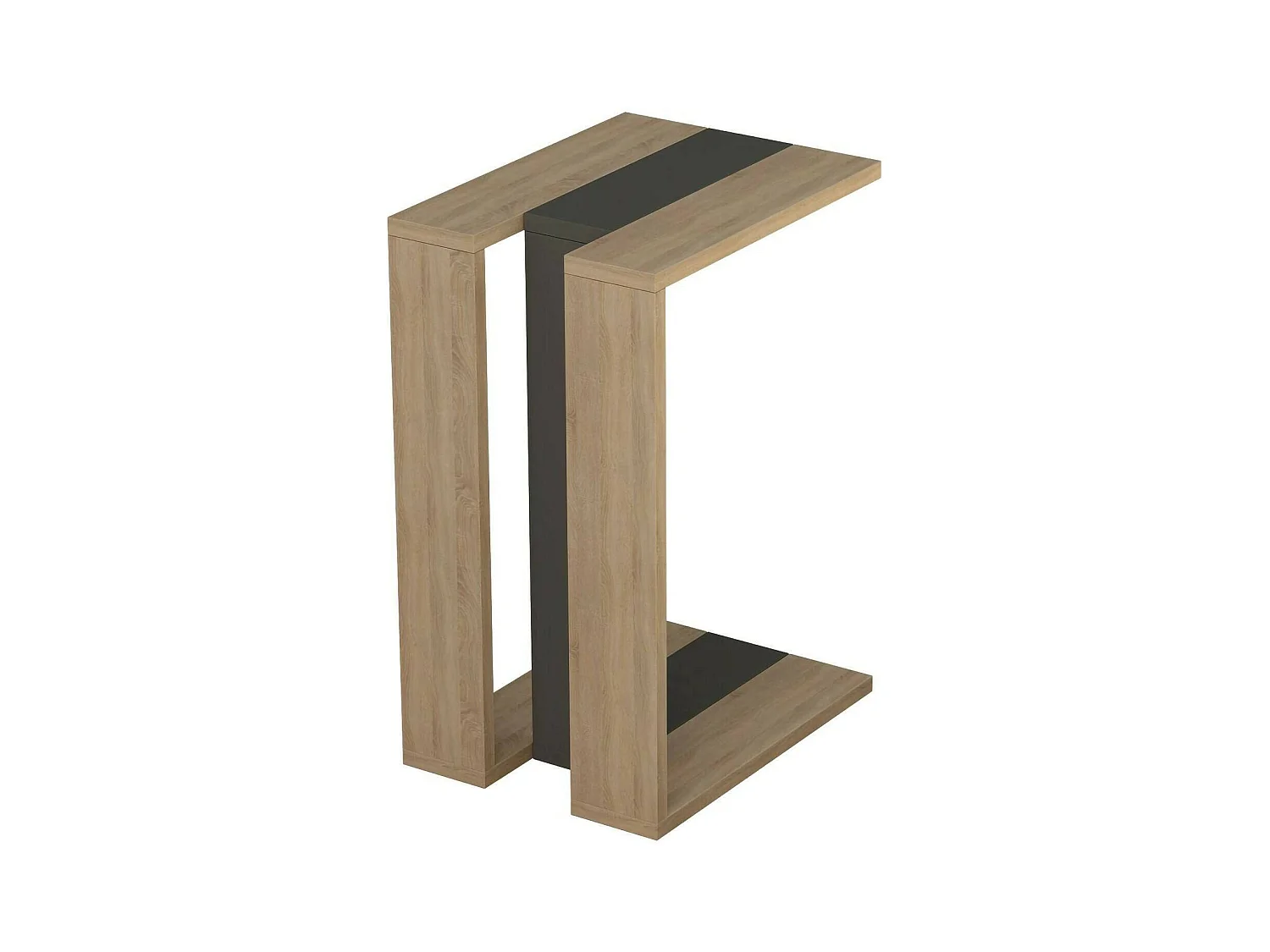Table basse Calliope, Table basse, Porte-revues pour canapé, Etagère de salon, 30x40h57 cm, Chêne et Anthracite