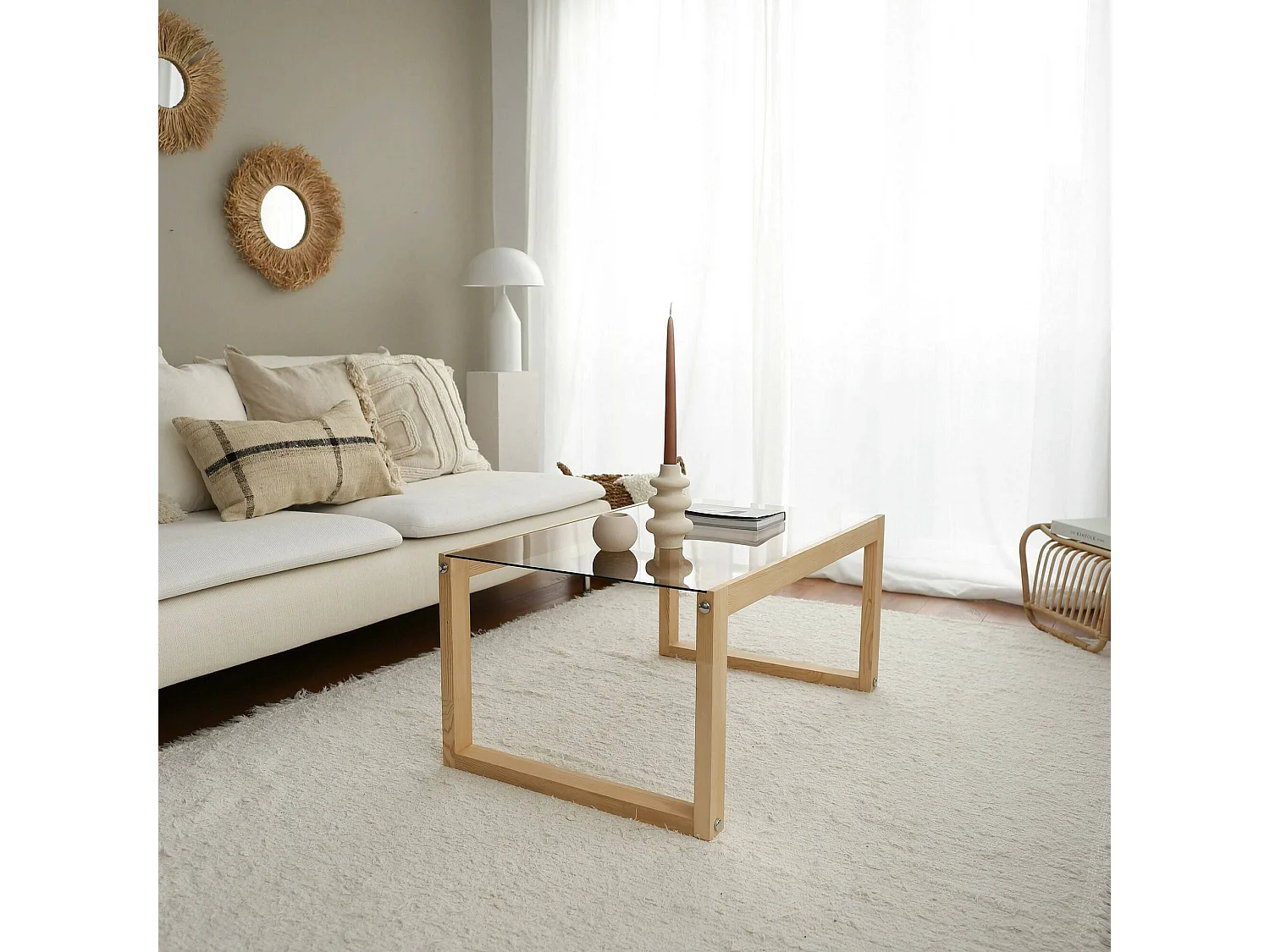 Table basse Gomeisa, Table basse, Porte-revues pour canapé, Etagère de salon, 85x55h40 cm, Chêne