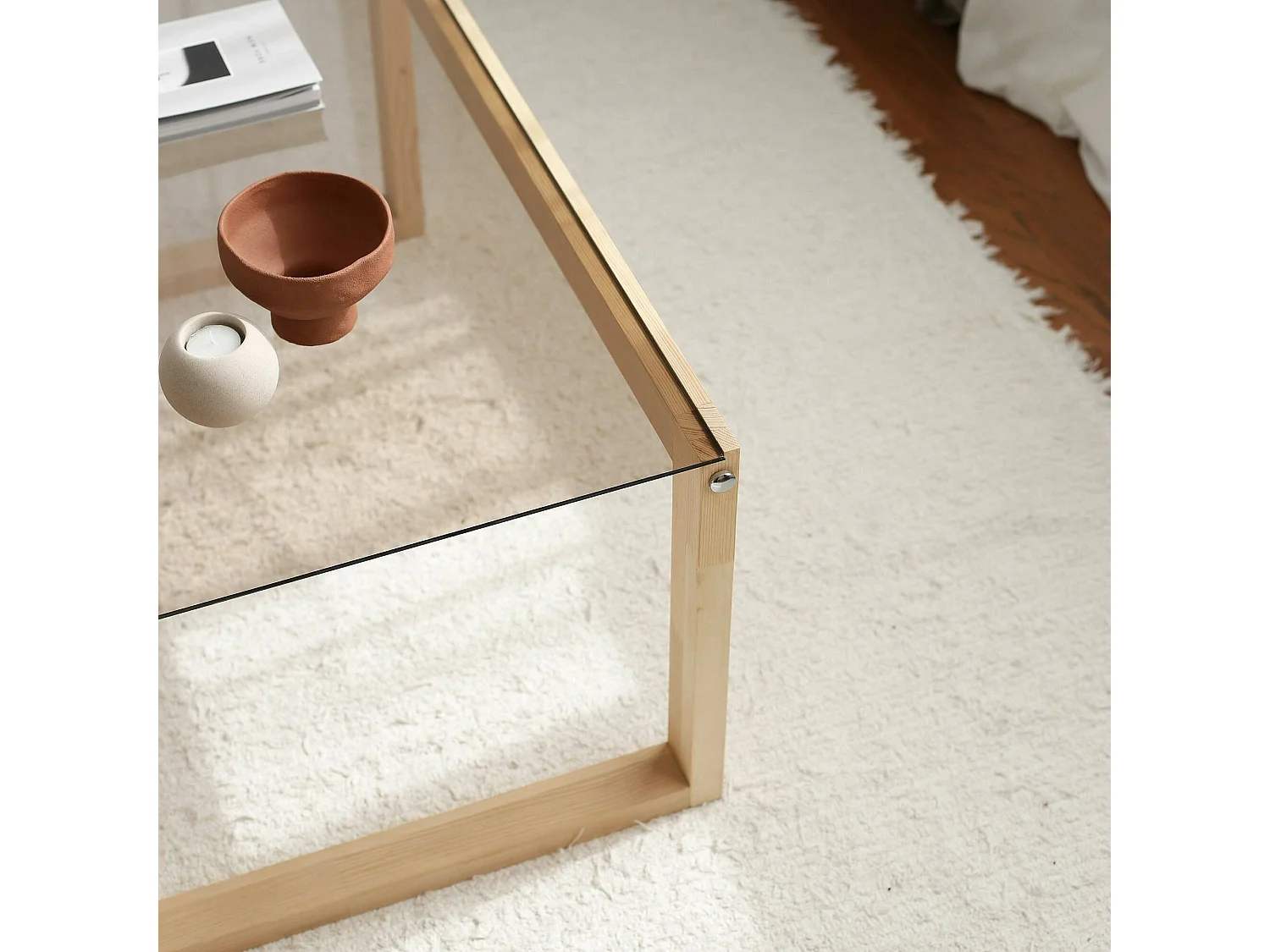 Table basse Gomeisa, Table basse, Porte-revues pour canapé, Etagère de salon, 85x55h40 cm, Chêne