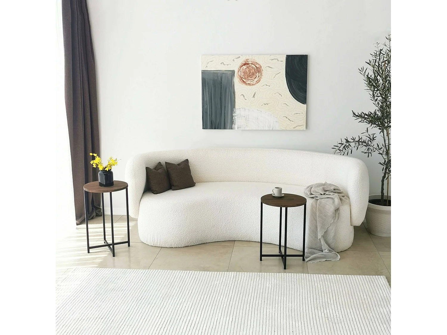 Mesa de sala de estar Dluperin, Mesa de café, Suporte de revistas para sofá, Prateleira para sala de estar, 70x35h55 cm, Nogueira