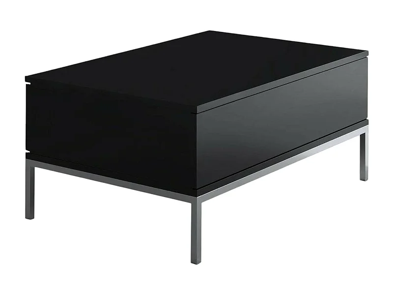 Mesa de café Dfiamozz, Mesa de centro baja, Revistero para sofá, Estante de la sala de estar, 90x60h40 cm, Negro y Plata
