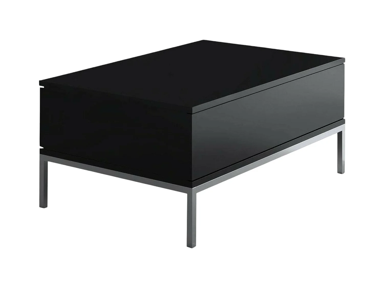 Table basse Antares, Table basse, Porte-revues pour canapé, Etagère de salon, 90x60h40 cm, Noir et Argent