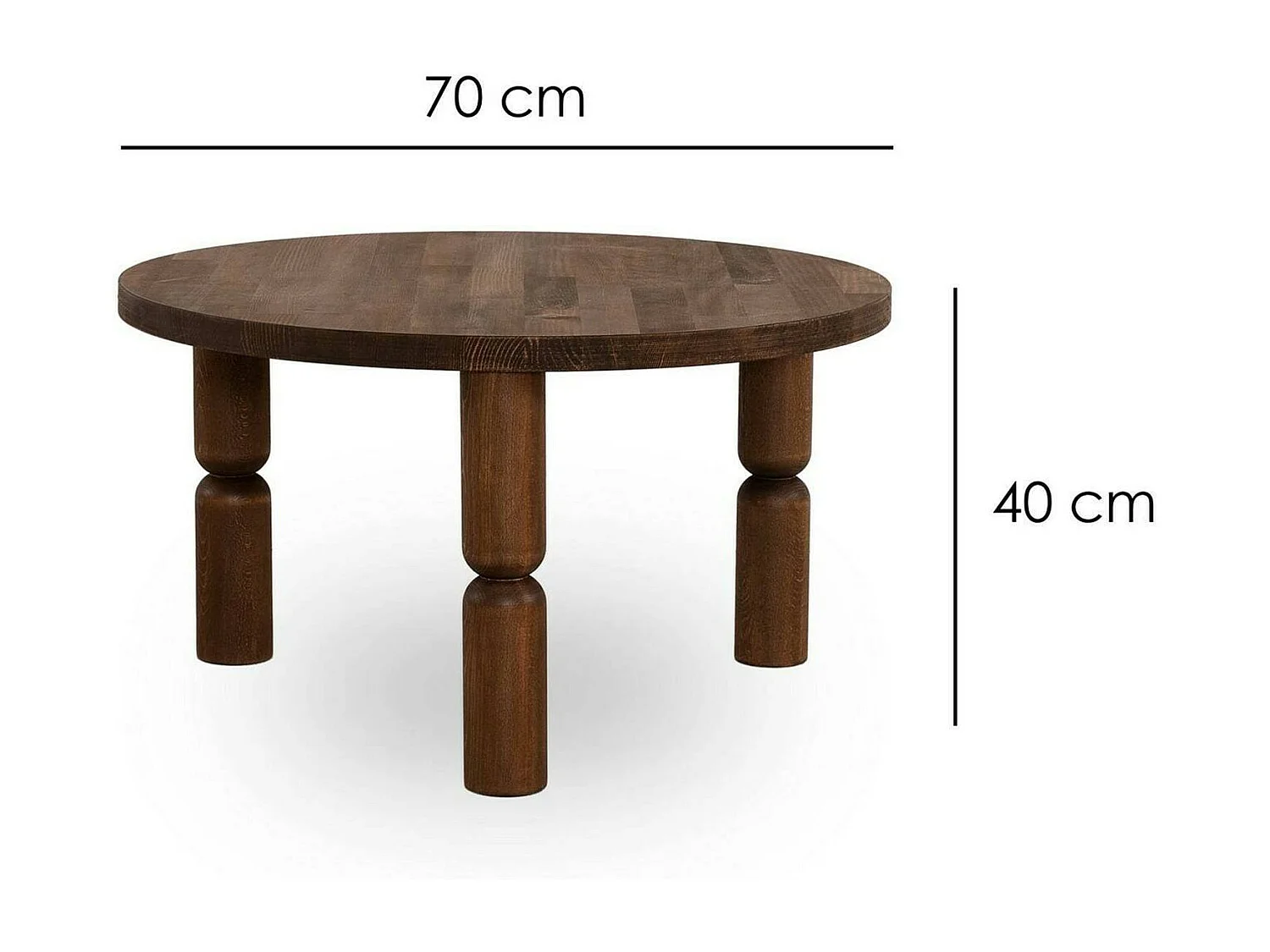 Table basse Vesta, Table basse, Porte-revues pour canapé, Etagère de salon, 70x70h40 cm, Noyer