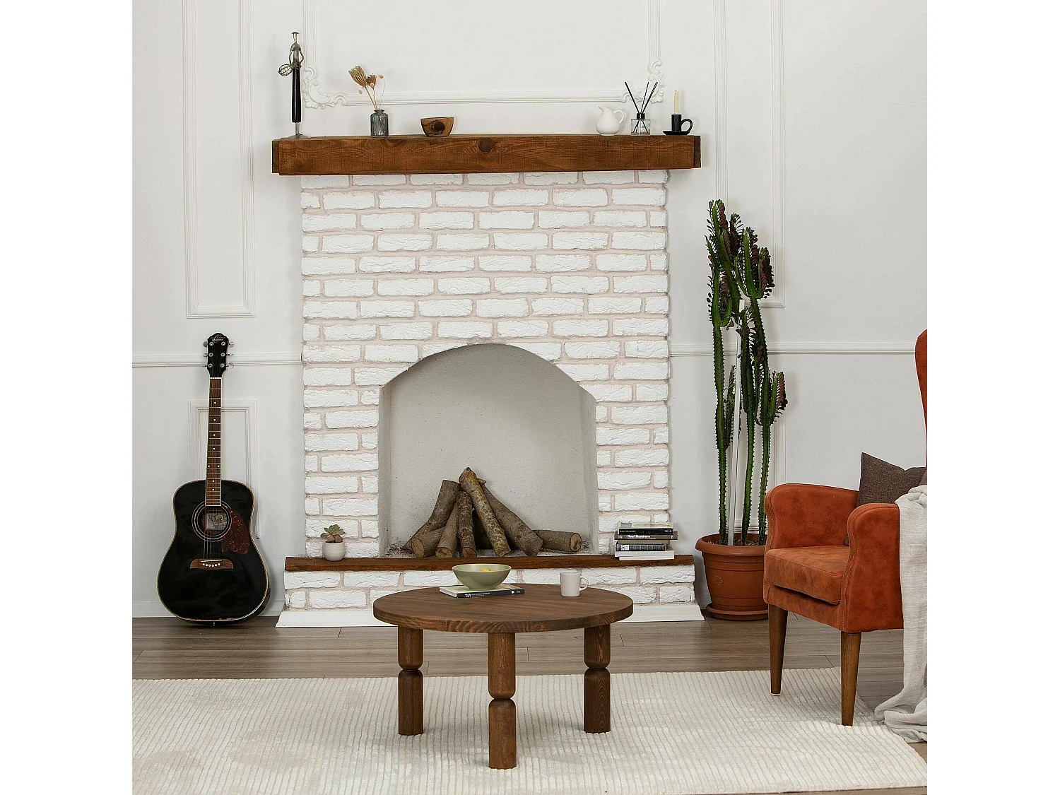 Table basse Vesta, Table basse, Porte-revues pour canapé, Etagère de salon, 70x70h40 cm, Noyer