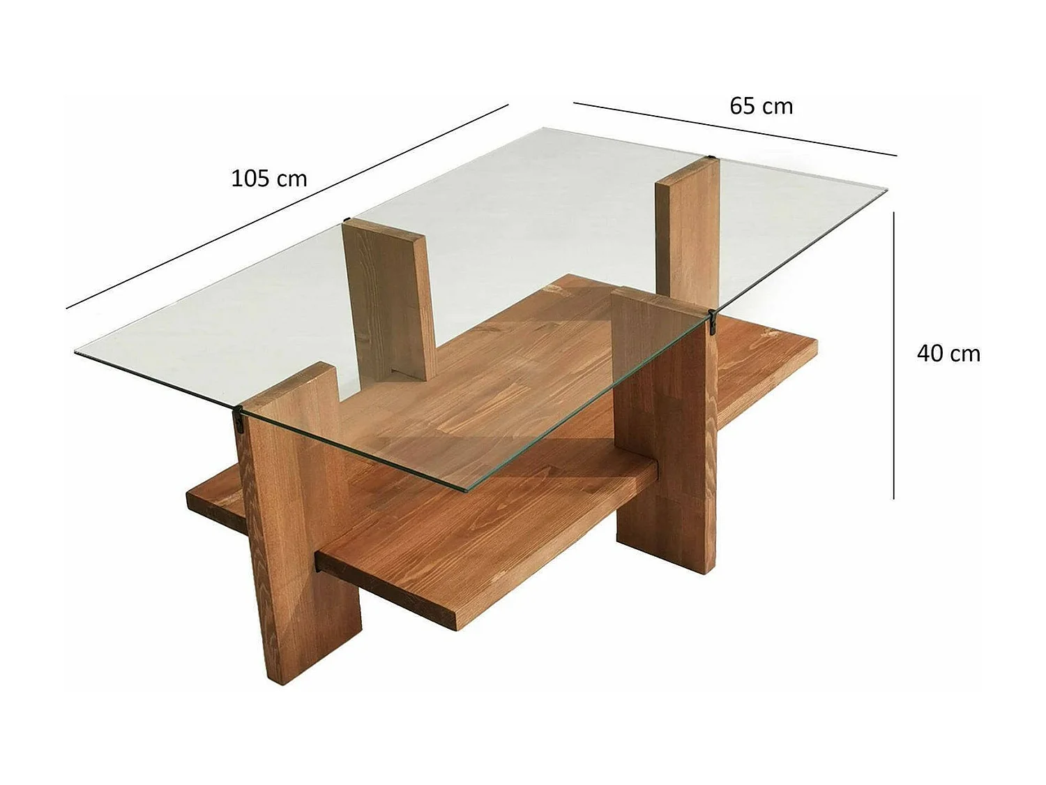 Mesa de estar Dfranzon, Mesa baixa para café, Porta-revistas para sofá, Prateleira para sala de estar, 105x60h40 cm, Nogueira