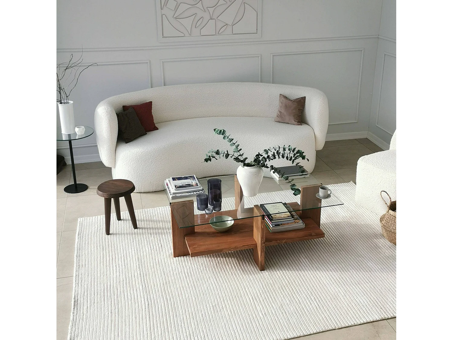 Wohnzimmertisch Dfranzon, Niedriger Wohnzimmertisch, Kaffeeregal, Couchtisch für Sofa, 105x60h40 cm, Nussbaum