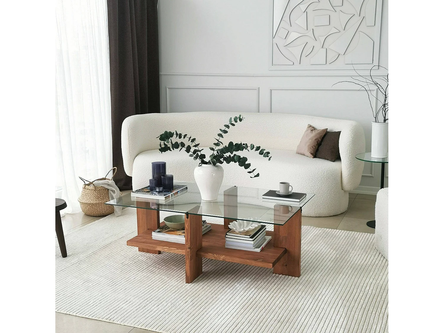 Dfranzon-safeltafel, Koffietafel, Slaaptafelhouder, plank, 105x60h40 cm, Walnoot