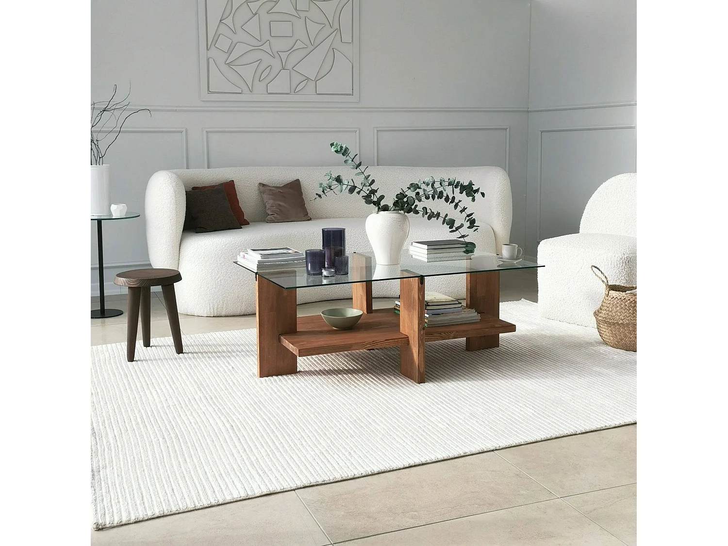 Tavolino da Salotto Tomiri, Portariviste, 60x105x40h cm Marrone Noce