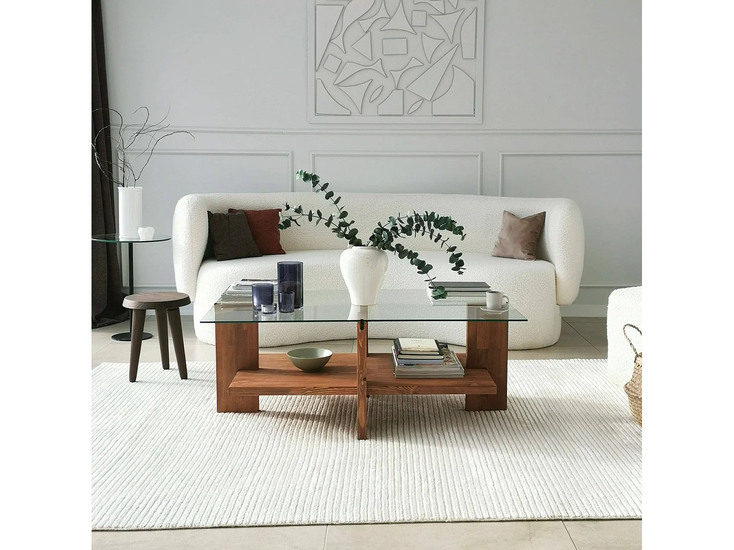 Tavolino da Salotto Tomiri, Portariviste, 60x105x40h cm Marrone Noce